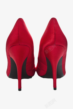 红色女性高档背面包头高跟鞋实物素材