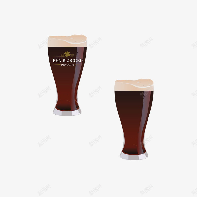 写实黑啤酒和啤酒杯png免抠素材_88icon https://88icon.com 啤酒 啤酒杯 泡沫 黑啤酒
