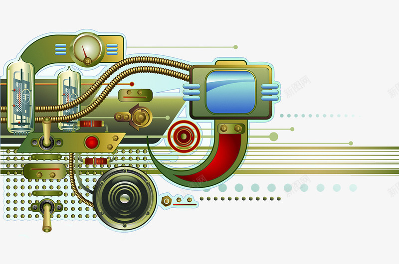 复古机械科技背景png免抠素材_88icon https://88icon.com 复古机械 物理 电子元件 科技背景