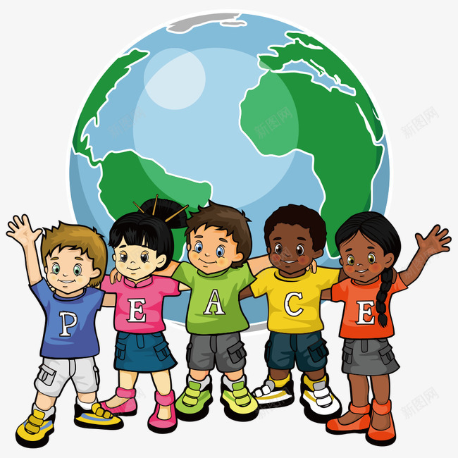 卡通小孩png免抠素材_88icon https://88icon.com 一群小孩 人物 公益 卡通小孩 和平 地球 非洲小孩
