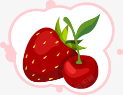手绘草莓和樱桃素材