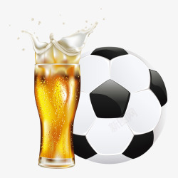 啤酒液啤酒与足球矢量图高清图片