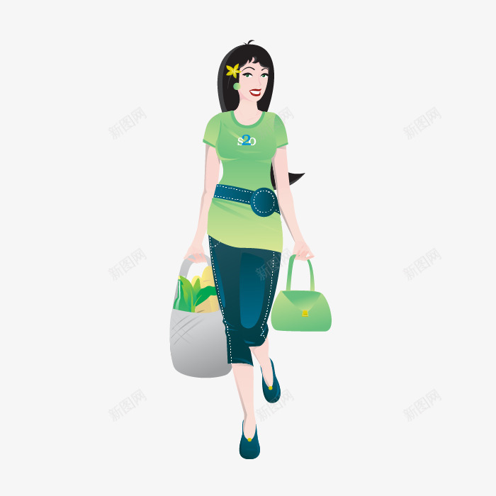 卡通手绘购物女性png免抠素材_88icon https://88icon.com 买菜 卡通人物 卡通手绘购物女性