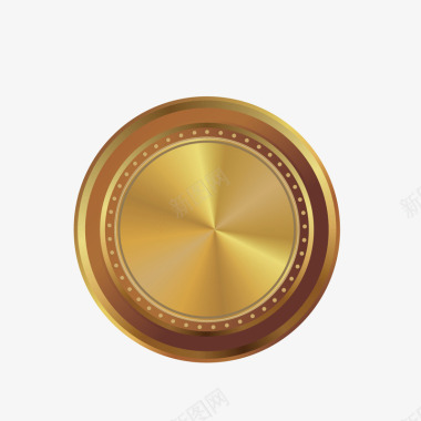黄金圆形按钮图标图标