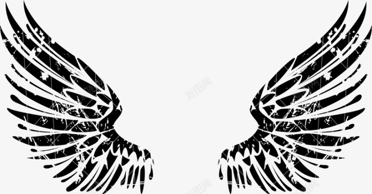 黑色简约翅膀装饰图案图标图标