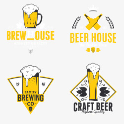 黄色啤酒图案标签矢量图素材