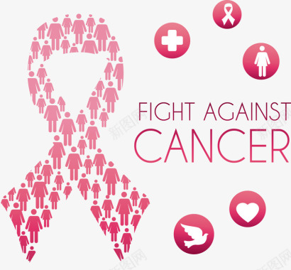 女性图标关爱女性抗乳腺癌标志图标图标