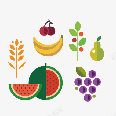 水果扁平化水果蔬菜图标图标