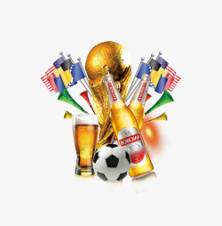 卡通世界杯旗子和足球素材