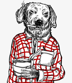 小狗衣服抽香烟的卡通小狗高清图片