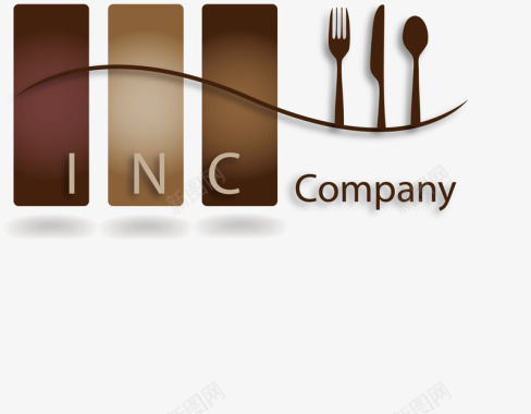 棕色棕色曲线刀叉厨房logo矢量图图标图标