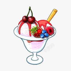樱桃草莓冰淇淋素材