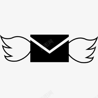 带翅膀心带翅膀的电子邮件图标图标