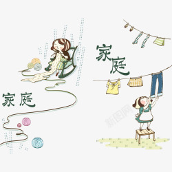 卡通人物洗衣服洗衣服高清图片