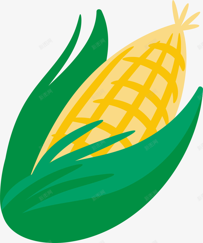 扁平化玉米蔬菜png免抠素材_88icon https://88icon.com 卡通 玉米 矢量图案 粮食 蔬菜 装饰图案