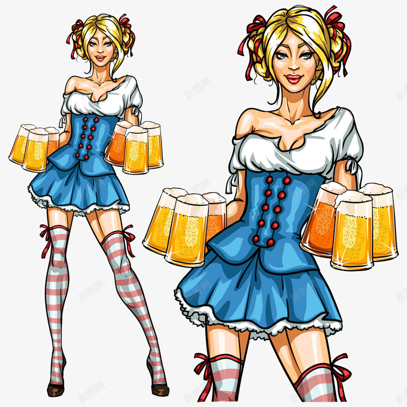 卡通啤酒服务员png免抠素材_88icon https://88icon.com 人物 人物插画 卡通人物 啤酒 啤酒服务员 插画 服务员