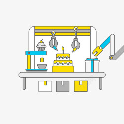 工厂工作制作蛋糕流水线高清图片