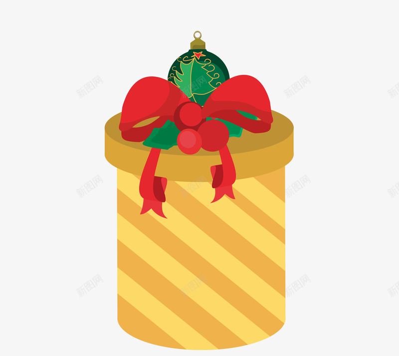 圣诞礼物卡通元素png免抠素材_88icon https://88icon.com 圣诞节元素 盒子 礼品 黄色