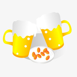 黄色啤酒杯素材