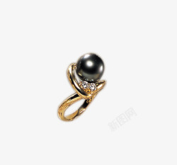 黑珍珠黄金戒指素材