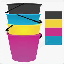 彩色塑料水桶广告背景素材