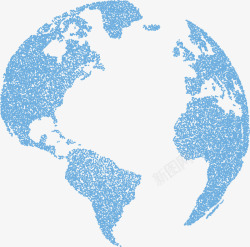 蓝色波点世界地图矢量图素材