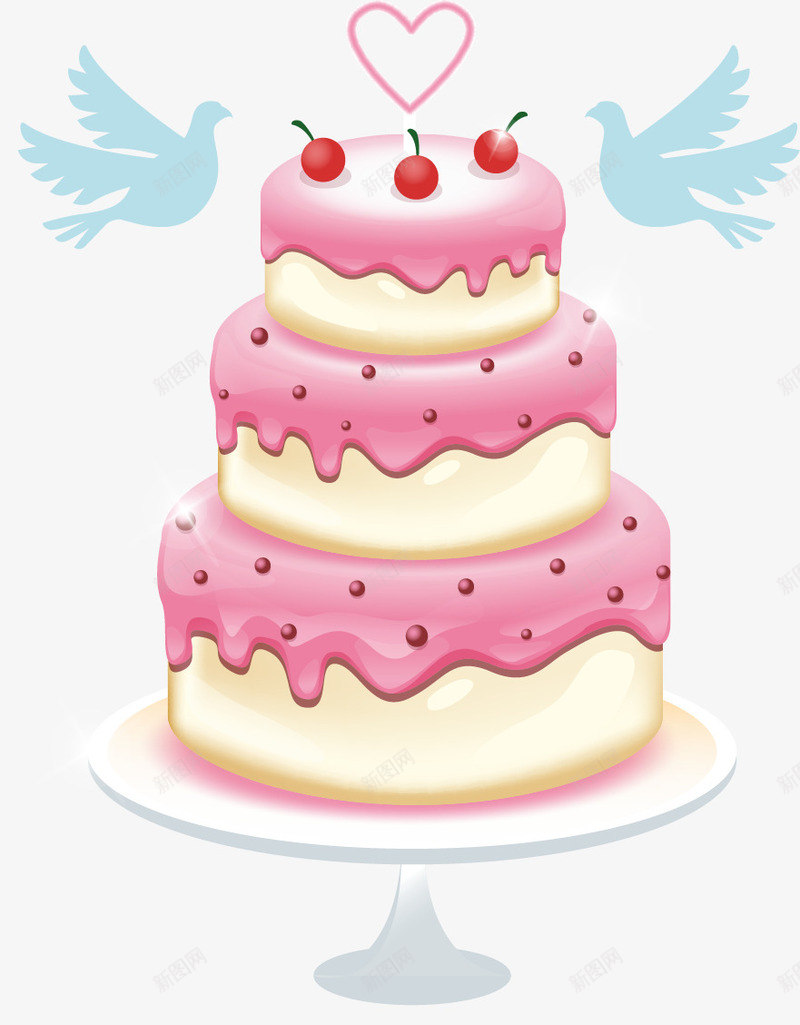 手绘多层蛋糕png免抠素材_88icon https://88icon.com 多层蛋糕 手绘 樱桃蛋糕 甜品