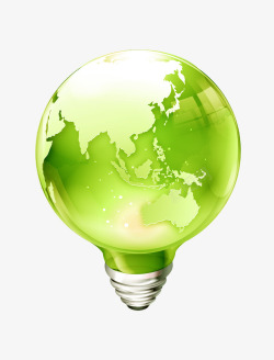 绿色地球电灯泡素材