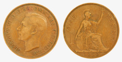 1939年的旧一便士硬币实物素材