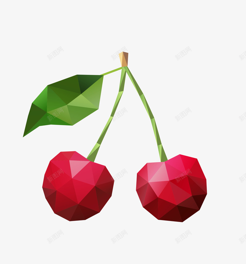 樱桃矢量图eps免抠素材_88icon https://88icon.com 低面设计 樱桃 水果 草莓 莓果 矢量图