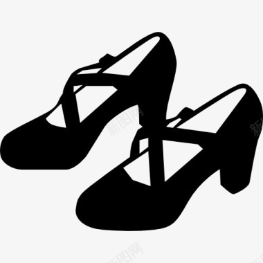 弗拉门戈舞的黑人女性的鞋子图标图标