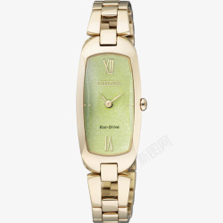西铁城玫瑰金腕表绿色手表女表素材