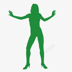 绿色女子剪影人体曲线矢量图素材