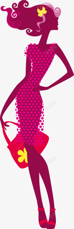 卡通时尚女性剪影素材