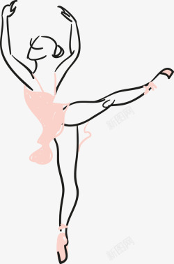女芭蕾舞演员舞蹈侧面插图素材