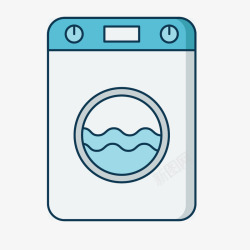 卡通蓝色全自动洗衣机素材