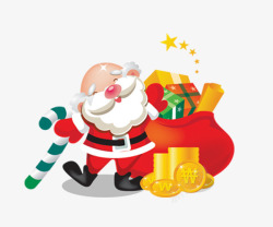 礼品拐杖卡通背着礼物的圣诞老人高清图片