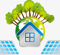 绿色地球太阳能房屋素材