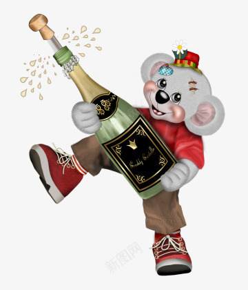 开啤酒的卡通小熊png免抠素材_88icon https://88icon.com 动物 卡通 卡通画熊免扣 可爱的熊 小灰熊 庆祝 愉快的 美酒 装饰图案 装饰熊PNG