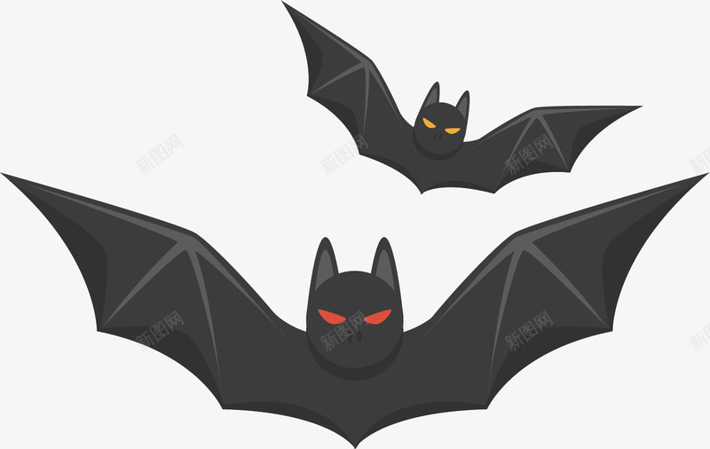 黑色蝙蝠卡通插画png免抠素材_88icon https://88icon.com 动物 卡通插画 红色眼睛 翅膀 蝙蝠 飞行 黑色