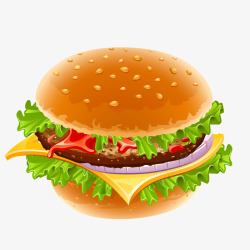 美味汉堡卡通插画矢量图素材