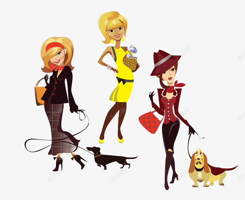 遛狗的时尚女性png免抠素材_88icon https://88icon.com 剪影 卡通 可爱 合集 女人 女孩 女性 宠物 手绘 时尚