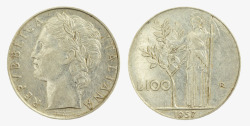 100意大利里拉硬币实物素材