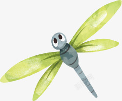 手绘小蜻蜓绿色翅膀的蜻蜓高清图片