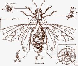 手绘机械昆虫矢量图素材