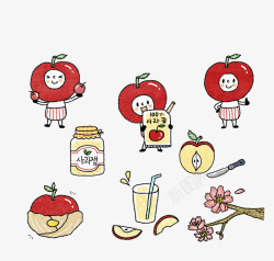 水果苹果创意童趣插画素材