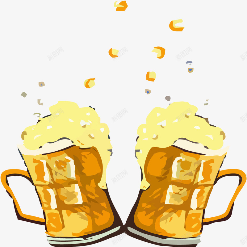 两杯啤酒矢量图eps免抠素材_88icon https://88icon.com 免抠啤酒插画 啤酒 杯子 酒杯 矢量图