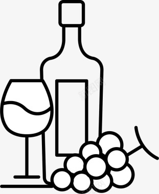 玻璃雨珠弧形葡萄酒瓶子矢量图图标图标