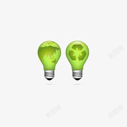 绿色灯泡png免抠素材_88icon https://88icon.com 创意灯泡 回收利用 地图 地球 废物回收 环保