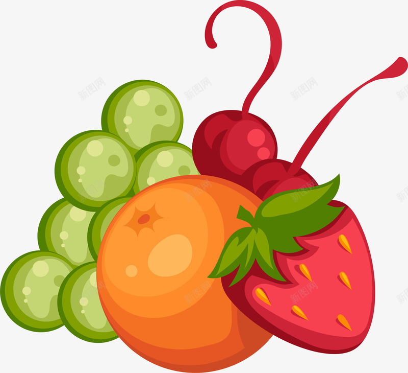 卡通水果png免抠素材_88icon https://88icon.com 卡通装饰 小樱桃 扁平化 矢量图案 红色草莓 葡萄